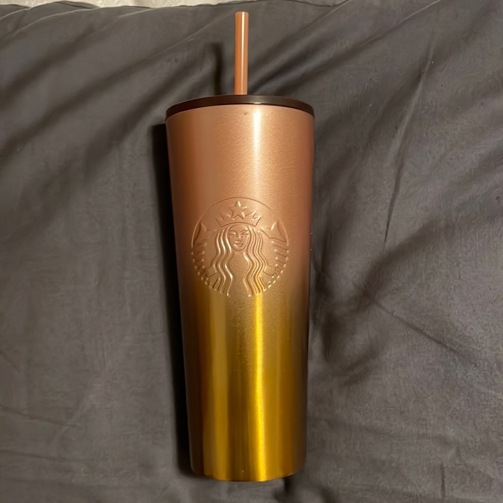 Starbucks metal pink and gold 24 oz tumbler